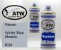 Preview: Nissan, Winter Blue Metallic, BG6: 400ml Sprühdose + 400ml Klarlack - Set, von ATW Autoteile West.